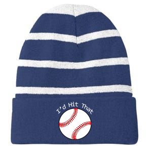 I'd Hit That Baseball Striped Beanie with Solid Band