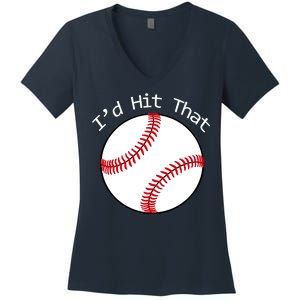 I'd Hit That Baseball Women's V-Neck T-Shirt