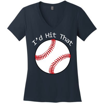 I'd Hit That Baseball Women's V-Neck T-Shirt