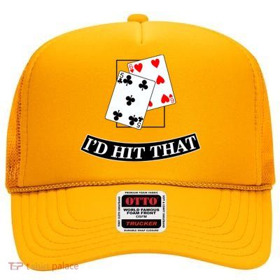 I'd Hit That Black Jack High Crown Mesh Back Trucker Hat