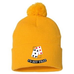 I'd Hit That Black Jack Pom Pom 12in Knit Beanie