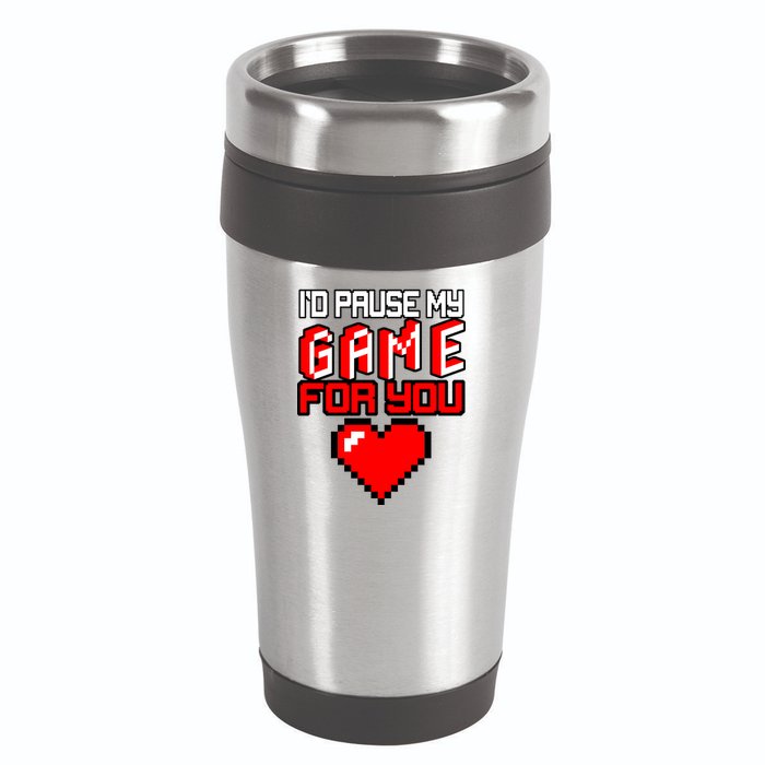I'd Pause My Game For You Valentines Day 16oz Travel Tumbler