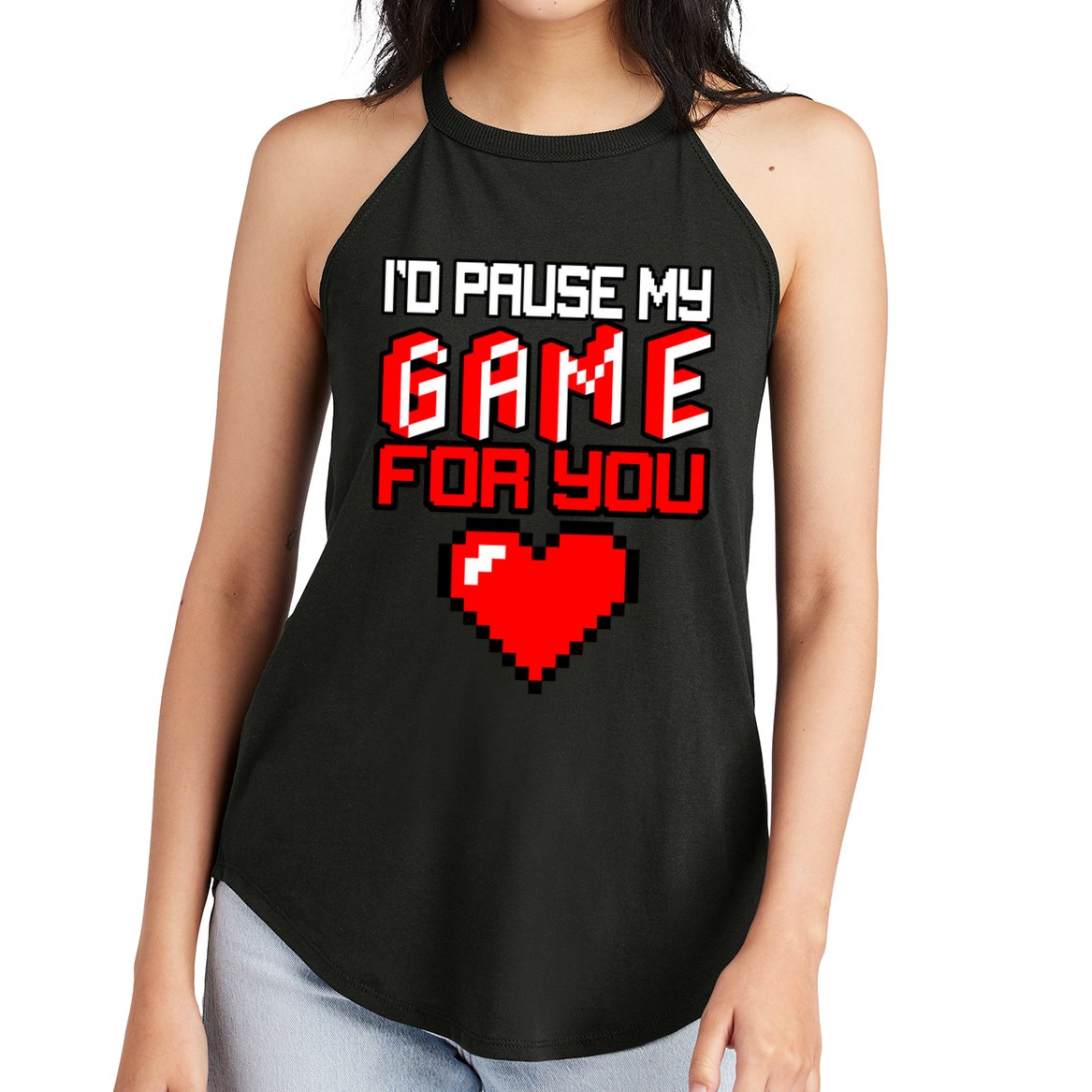 I'd Pause My Game For You Valentines Day Women's Perfect Tri Rocker Tank