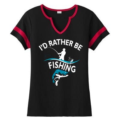 I'd Rather Be Fishing Ladies Halftime Notch Neck Tee