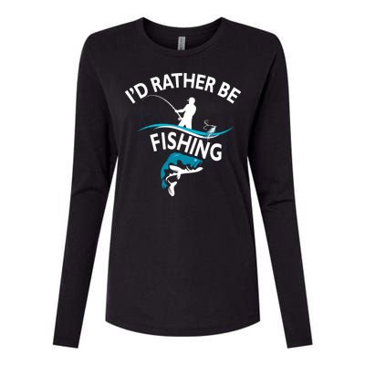 I'd Rather Be Fishing Womens Cotton Relaxed Long Sleeve T-Shirt