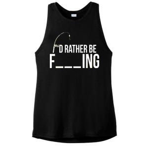 I'd Rather Be Fishing Funny Fisherman Ladies PosiCharge Tri-Blend Wicking Tank