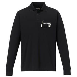 I'd Rather Be Fishing Funny Fisherman Performance Long Sleeve Polo