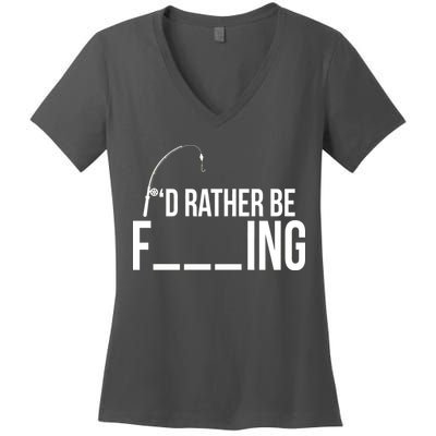 I'd Rather Be Fishing Funny Fisherman Women's V-Neck T-Shirt