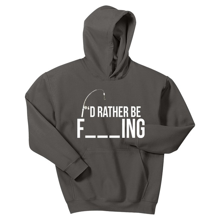 I'd Rather Be Fishing Funny Fisherman Kids Hoodie