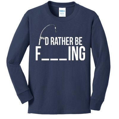 I'd Rather Be Fishing Funny Fisherman Kids Long Sleeve Shirt