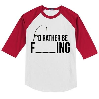 I'd Rather Be Fishing Funny Fisherman Kids Colorblock Raglan Jersey