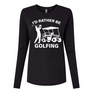 I'd Rather Be Golfing Womens Cotton Relaxed Long Sleeve T-Shirt