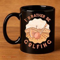 I'd Rather Be Golfing Funny Golf Hobby 11oz C Handle Ceramic Mug
