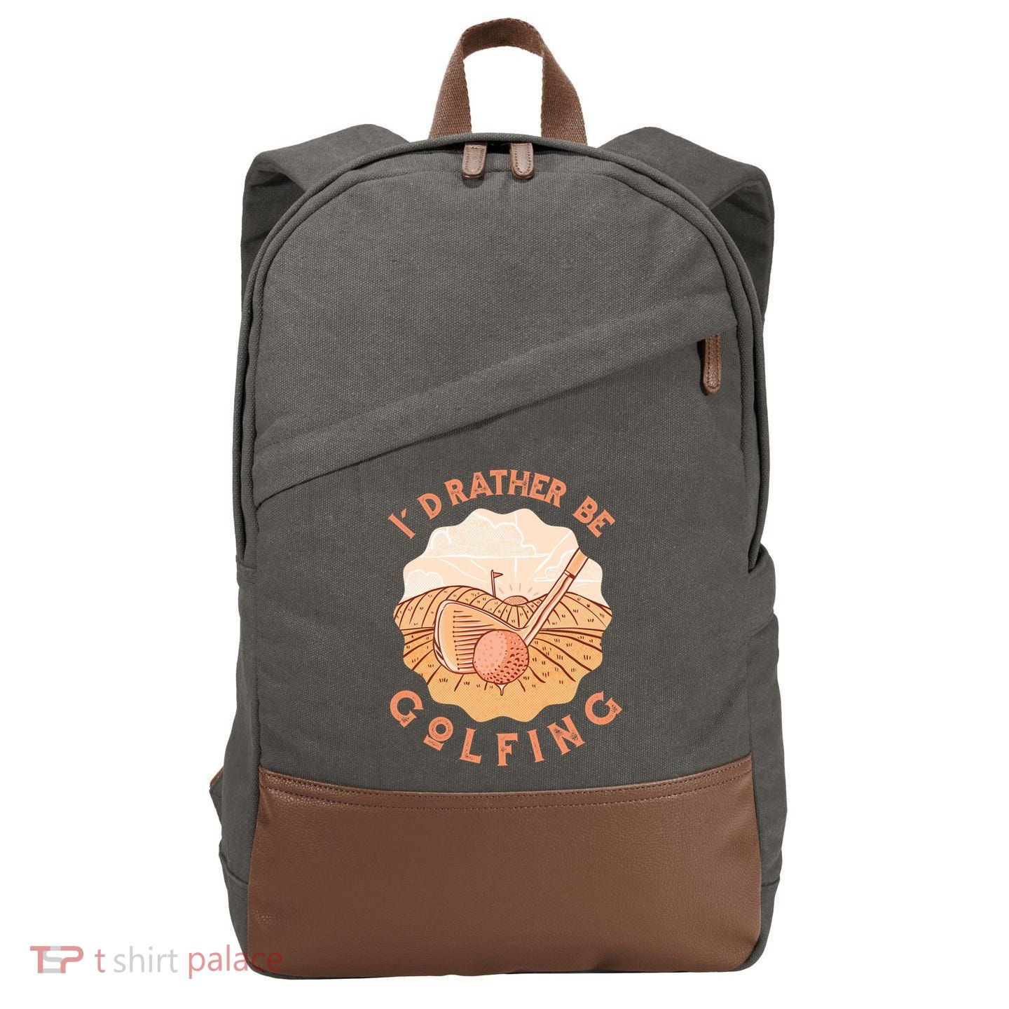 I'd Rather Be Golfing Funny Golf Hobby Cotton Canvas Backpack