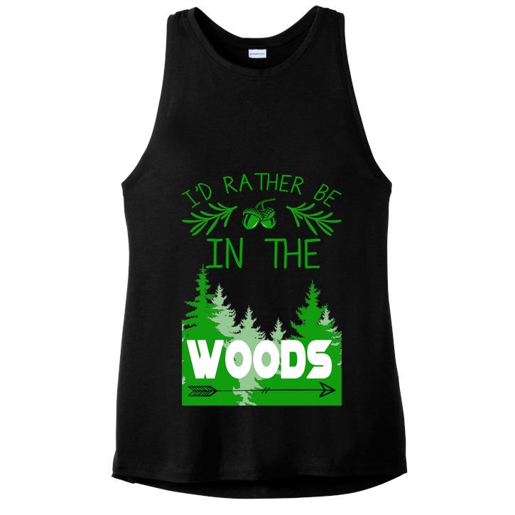 I'd Rather Be In The Woods Funny Hiking Ladies PosiCharge Tri-Blend Wicking Tank