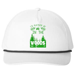 I'd Rather Be In The Woods Funny Hiking Snapback Five-Panel Rope Hat