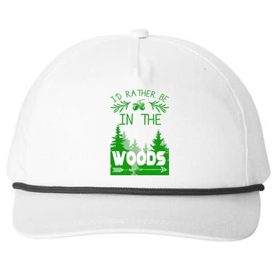 I'd Rather Be In The Woods Funny Hiking Snapback Five-Panel Rope Hat