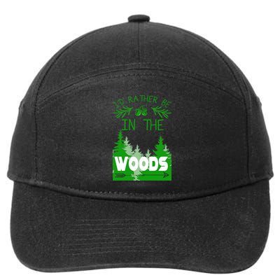 I'd Rather Be In The Woods Funny Hiking 7-Panel Snapback Hat