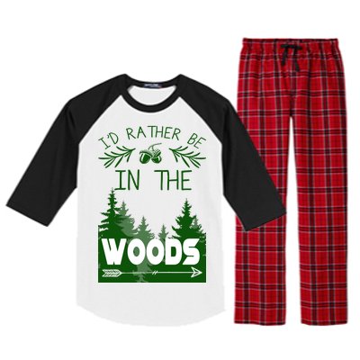 I'd Rather Be In The Woods Funny Hiking Raglan Sleeve Pajama Set