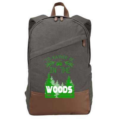 I'd Rather Be In The Woods Funny Hiking Cotton Canvas Backpack