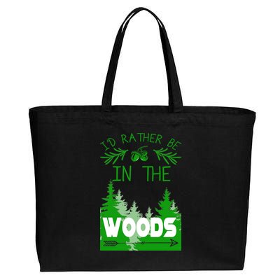 I'd Rather Be In The Woods Funny Hiking Cotton Canvas Jumbo Tote