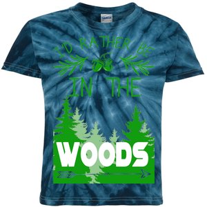 I'd Rather Be In The Woods Funny Hiking Kids Tie-Dye T-Shirt