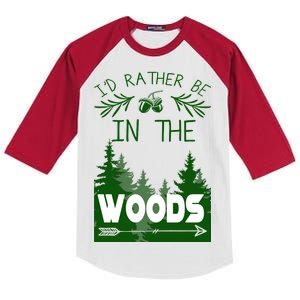 I'd Rather Be In The Woods Funny Hiking Kids Colorblock Raglan Jersey