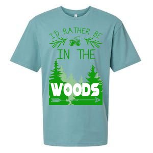 I'd Rather Be In The Woods Funny Hiking Sueded Cloud Jersey T-Shirt