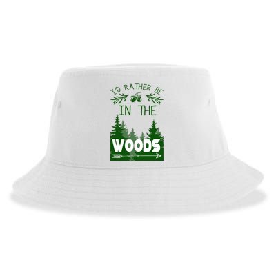 I'd Rather Be In The Woods Funny Hiking Sustainable Bucket Hat