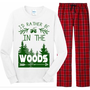 I'd Rather Be In The Woods Funny Hiking Long Sleeve Pajama Set