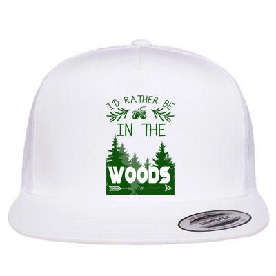 I'd Rather Be In The Woods Funny Hiking Flat Bill Trucker Hat