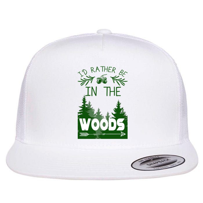 I'd Rather Be In The Woods Funny Hiking Flat Bill Trucker Hat