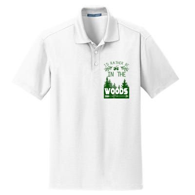 I'd Rather Be In The Woods Funny Hiking Dry Zone Grid Polo