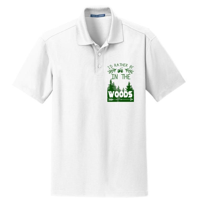 I'd Rather Be In The Woods Funny Hiking Dry Zone Grid Polo