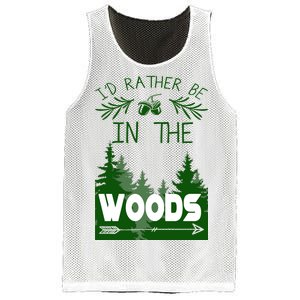 I'd Rather Be In The Woods Funny Hiking Mesh Reversible Basketball Jersey Tank