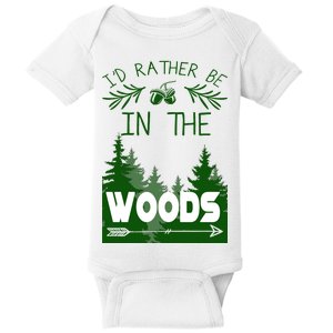 I'd Rather Be In The Woods Funny Hiking Baby Bodysuit