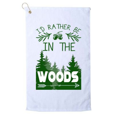 I'd Rather Be In The Woods Funny Hiking Golf Towel