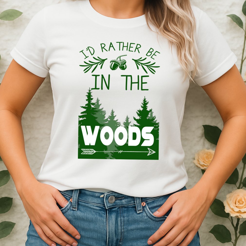 I'd Rather Be In The Woods Funny Hiking Womens T-Shirt