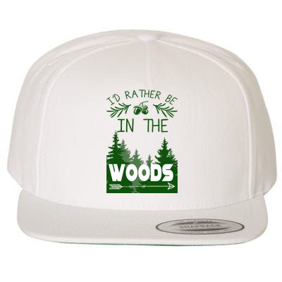 I'd Rather Be In The Woods Funny Hiking Wool Snapback Cap