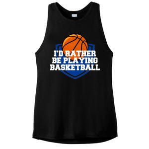 I'd Rather Be Playing Basketball Ladies PosiCharge Tri-Blend Wicking Tank