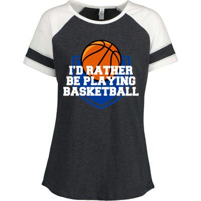 I'd Rather Be Playing Basketball Enza Ladies Jersey Colorblock Tee