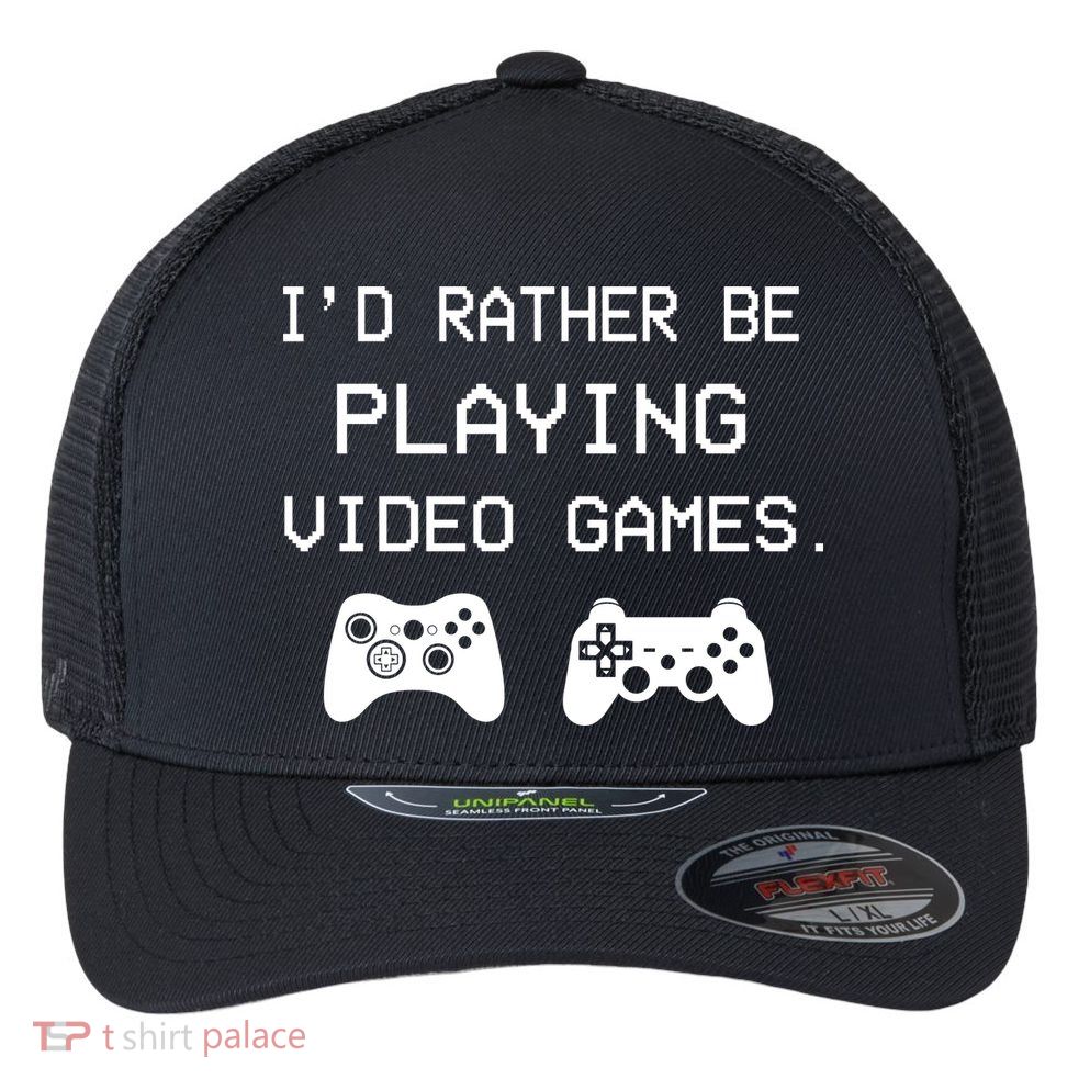 I'd Rather Be Playing Video Games Flexfit Unipanel Trucker Cap