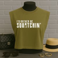 I'd Rather be Squatchin Garment-Dyed Women's Muscle Tee