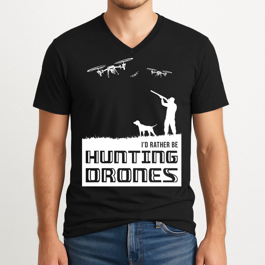 I'd Rather Hunting Drones V-Neck T-Shirt
