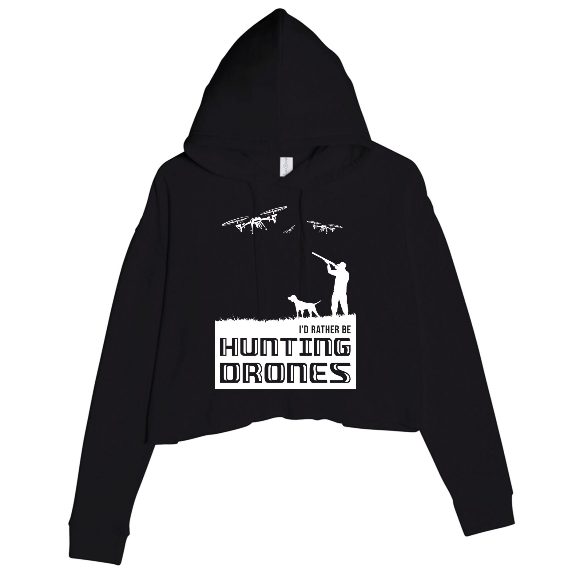 I'd Rather Hunting Drones Crop Fleece Hoodie