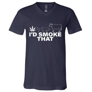 I'd Smoke That Pot Head Marijuana V-Neck T-Shirt