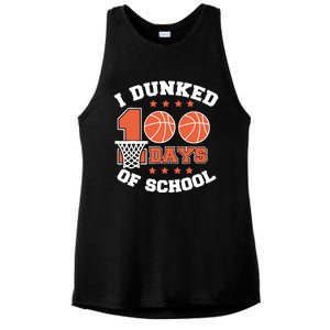 I Dunked 100 Days Of School Basketball Lover Teacher Student Ladies PosiCharge Tri-Blend Wicking Tank