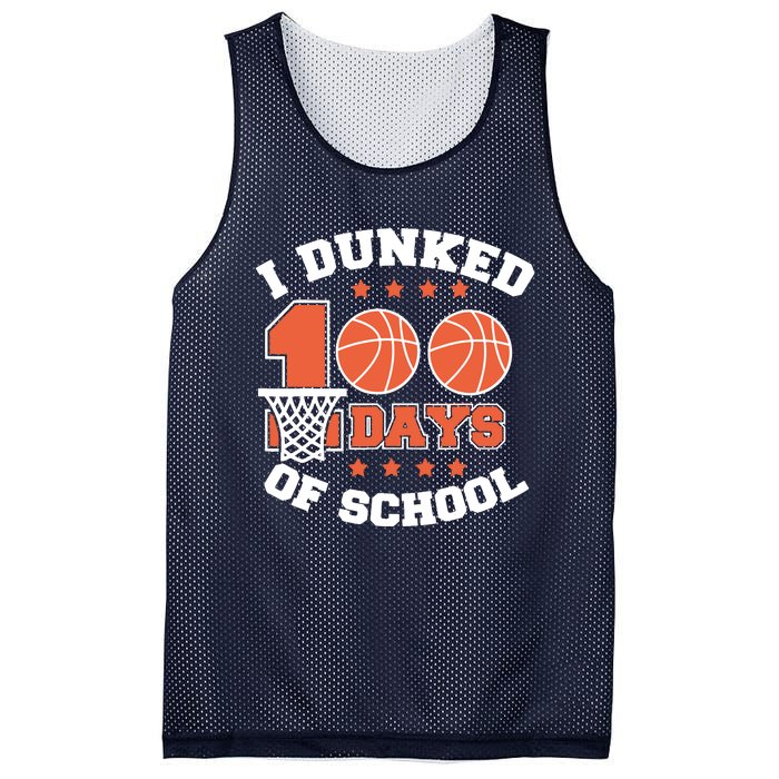 I Dunked 100 Days Of School Basketball Lover Teacher Student Mesh Reversible Basketball Jersey Tank