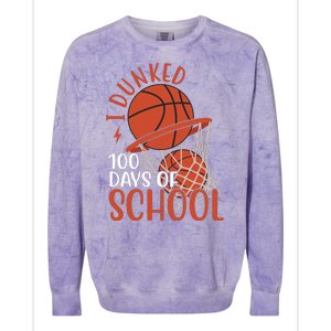 I Dunked 100 Days Of School Basketball Colorblast Crewneck Sweatshirt