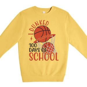 I Dunked 100 Days Of School Basketball Premium Crewneck Sweatshirt